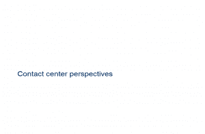 Contact center perspectives